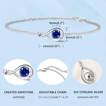 FANCIME 925 Sterling Silver Birthstone Bracelets for Women Dainty Simple Infinity Bracelet Fine Jewelry Birthday Anniversary Christmas Gifts for Girls Mom Wife Her, Chain Length 6.7"+1.2" Extend Apparel & Accessories > Jewelry > Bracelets FANCIME   