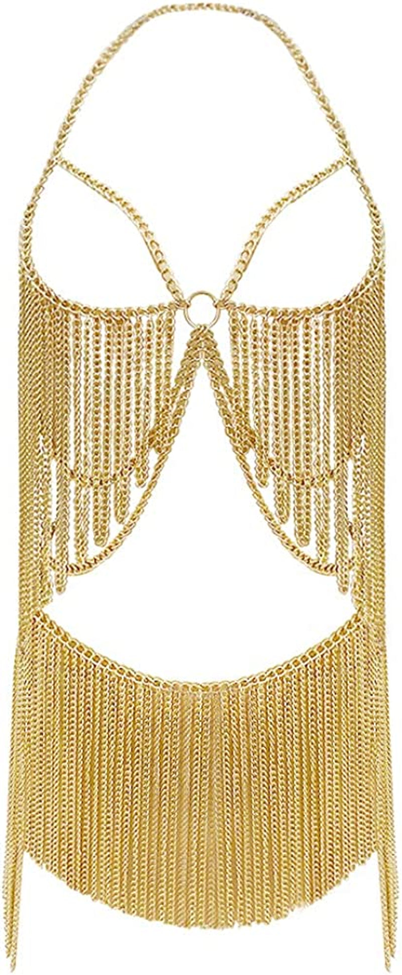 Minesign Boho Jewelry Women Metal Body Chain Set Indian Belly Chain Bikini Halloween Costume Party Apparel & Accessories > Jewelry > Body Jewelry MineSign Gold  