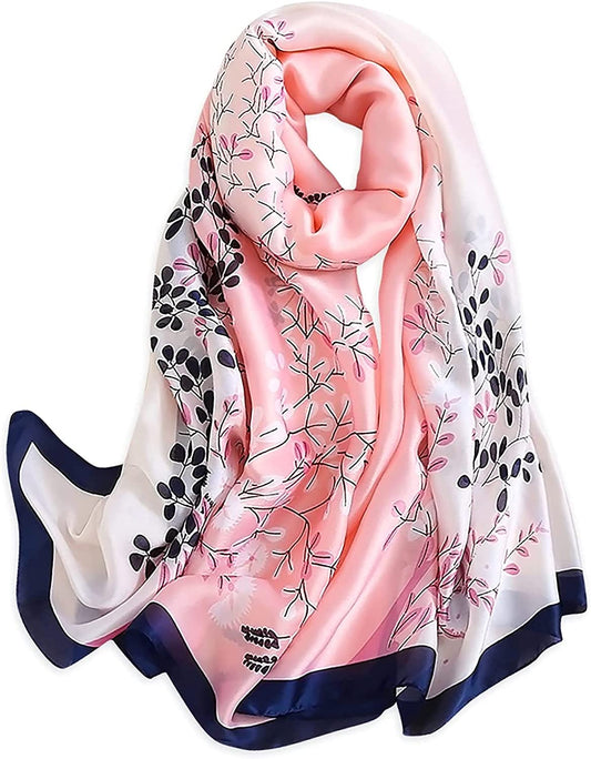 Silk Scarf Women Chiffon Shawl Satin Neckerchief Head Wrap Thin Scarf Beach Hijab Bridal Shawl Binder Scarf Chiffon White Apparel & Accessories > Clothing Accessories > Scarves & Shawls WEIGEER Pink  