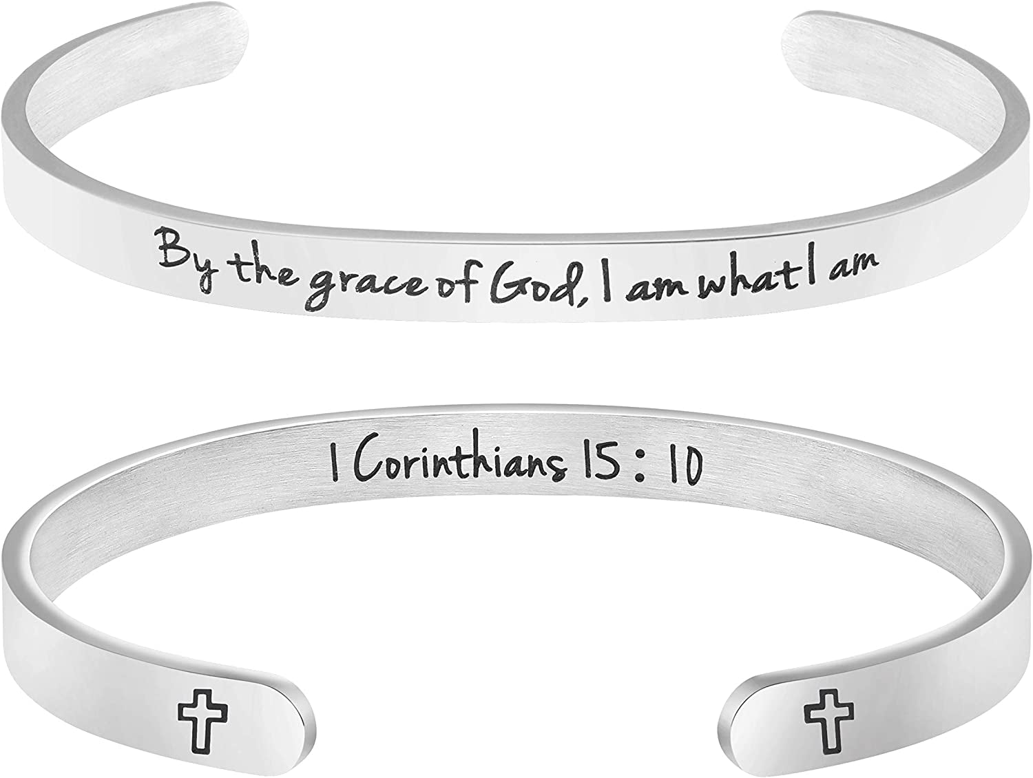 Christian Bracelets for Women Inspirational Gifts Bible Verse Religious Faith Jewelry Cuff Bracelet Mothers Day Christmas Birthday Jewelry for Her Mother Daughter Apparel & Accessories > Jewelry > Bracelets Memgift 1 Corinthians 15:10-By the grace of god, I am what I am  
