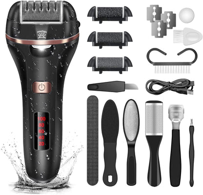 Electric Callus Remover for Feet, Rechargeable Foot Callus Remover Electric Pedicure Foot File, Foot Scrubber Dead Skin Remover Foot Care Kit Professional Pedicure Tools with 2 Speed/Lcd Display Health & Beauty > Personal Care > Foot Care AOMEES Black  