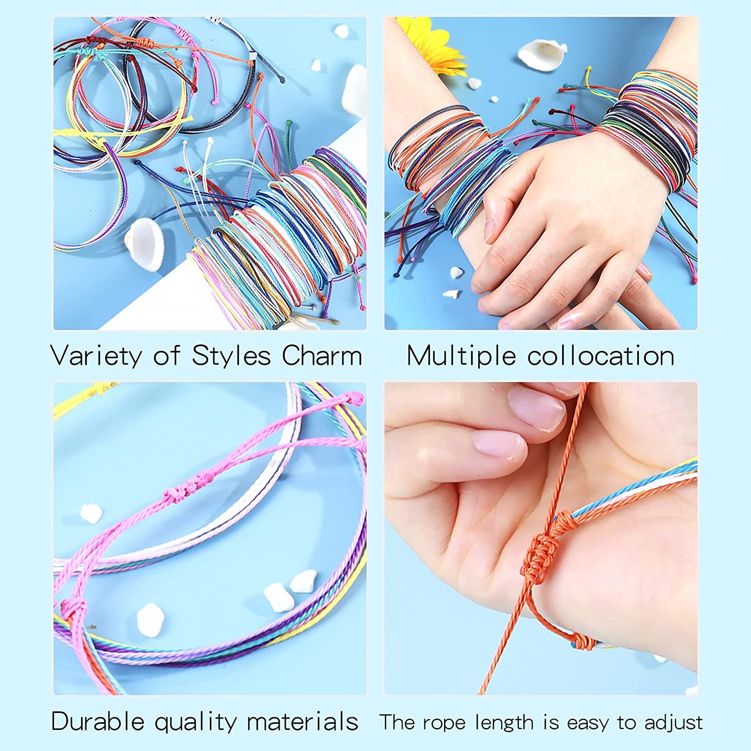 Long Tiantian Wave Bracelets for Teen Girls Cute Boho Braided String Beach Ocean Bracelet for Women Summer Jewelry Gift Apparel & Accessories > Jewelry > Bracelets Long tiantian   