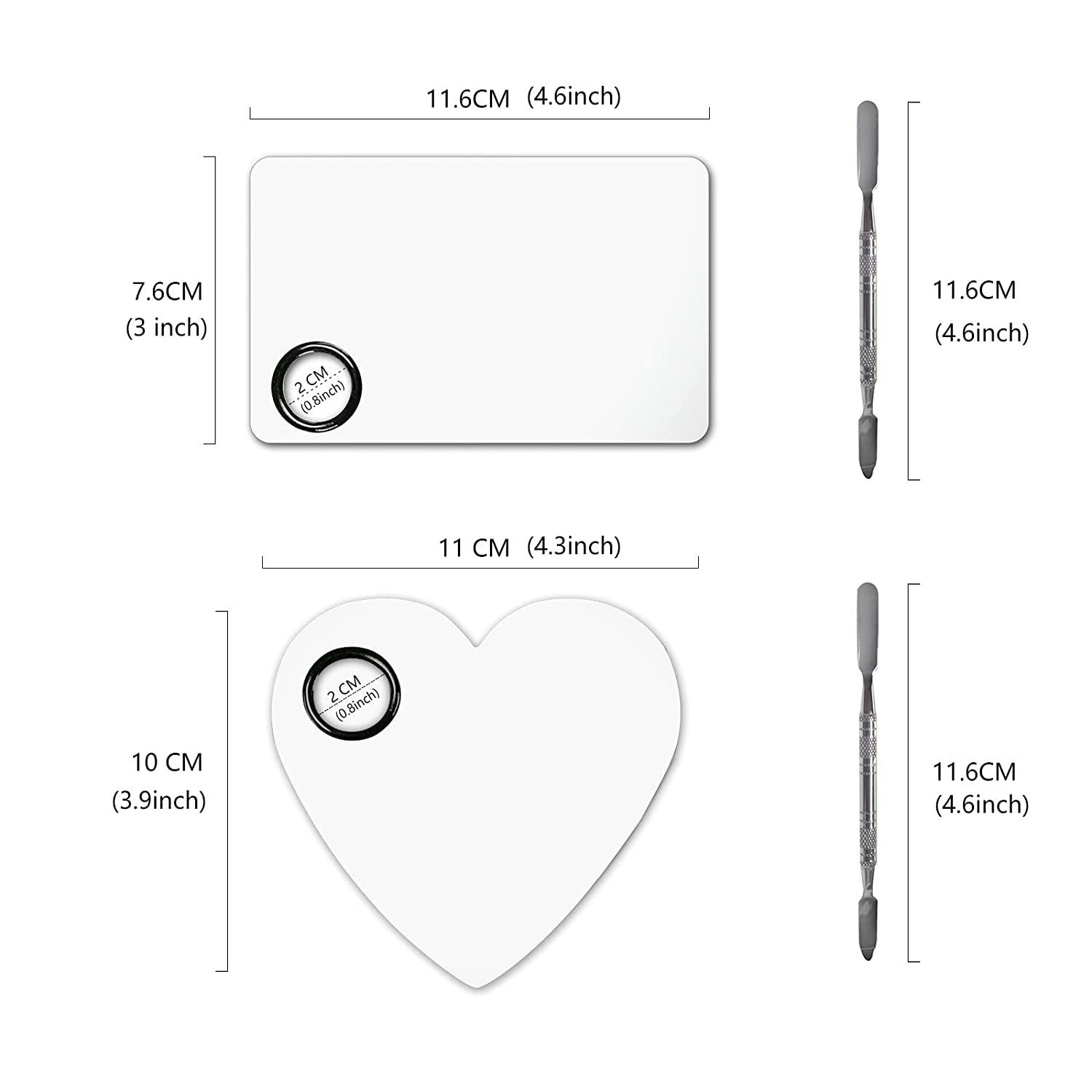 Penugo Upgrade Mixing Makeup Palette, Heart Stainless Steel Cosmetic Palette with Spatula Tool, Nail-Art Mixing Palette for Cosmetic Pigment Blending Health & Beauty > Personal Care > Cosmetics > Cosmetic Tools > Makeup Tools Penugo   