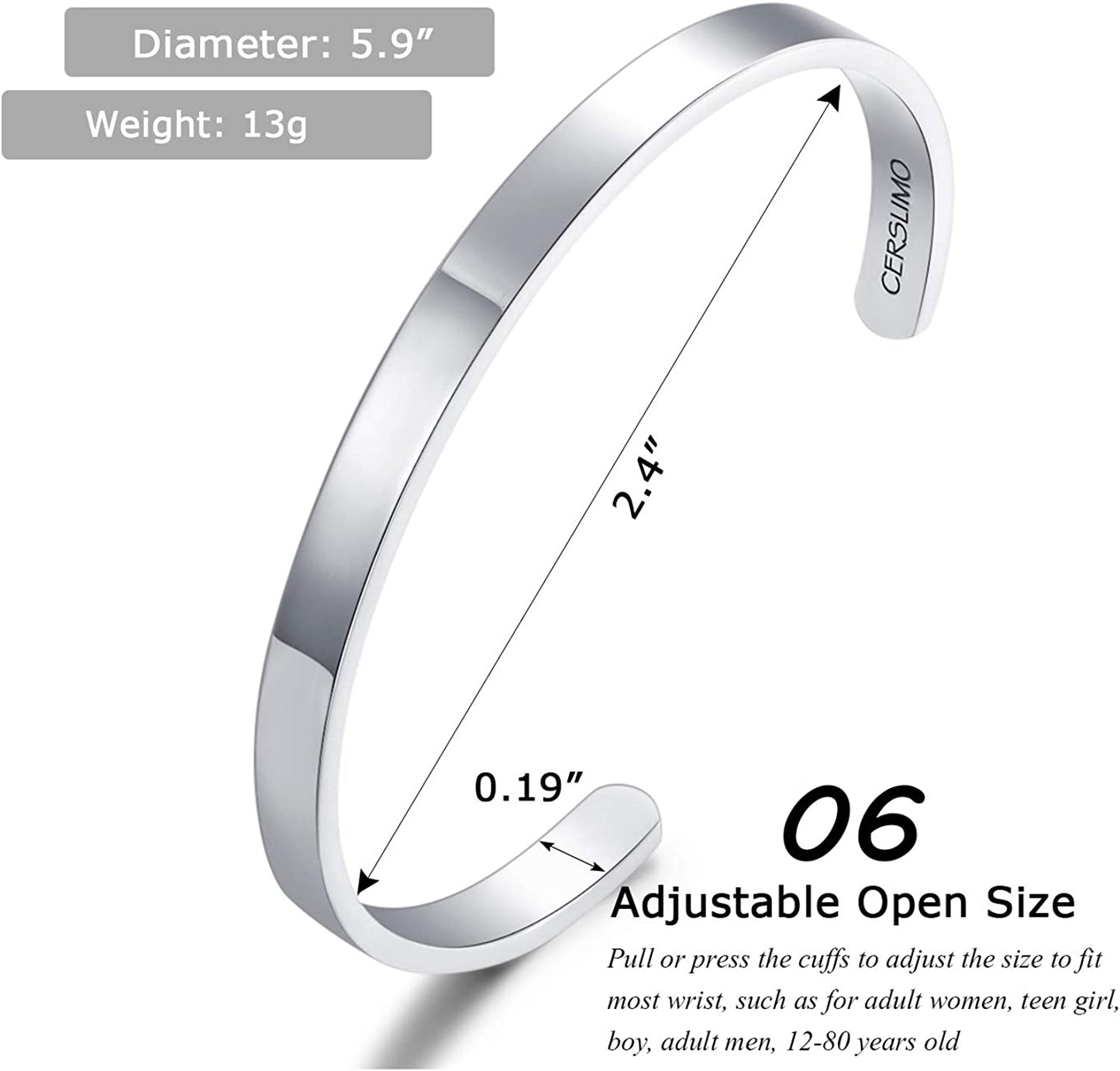 CERSLIMO Inspirational Gifts for Women Bracelet, Personalized Inspire Quotes Cuff Bangle Friendship Jewelry Graduation Encouragement Gift for Her Teen Girls Apparel & Accessories > Jewelry > Bracelets CERSLIMO   