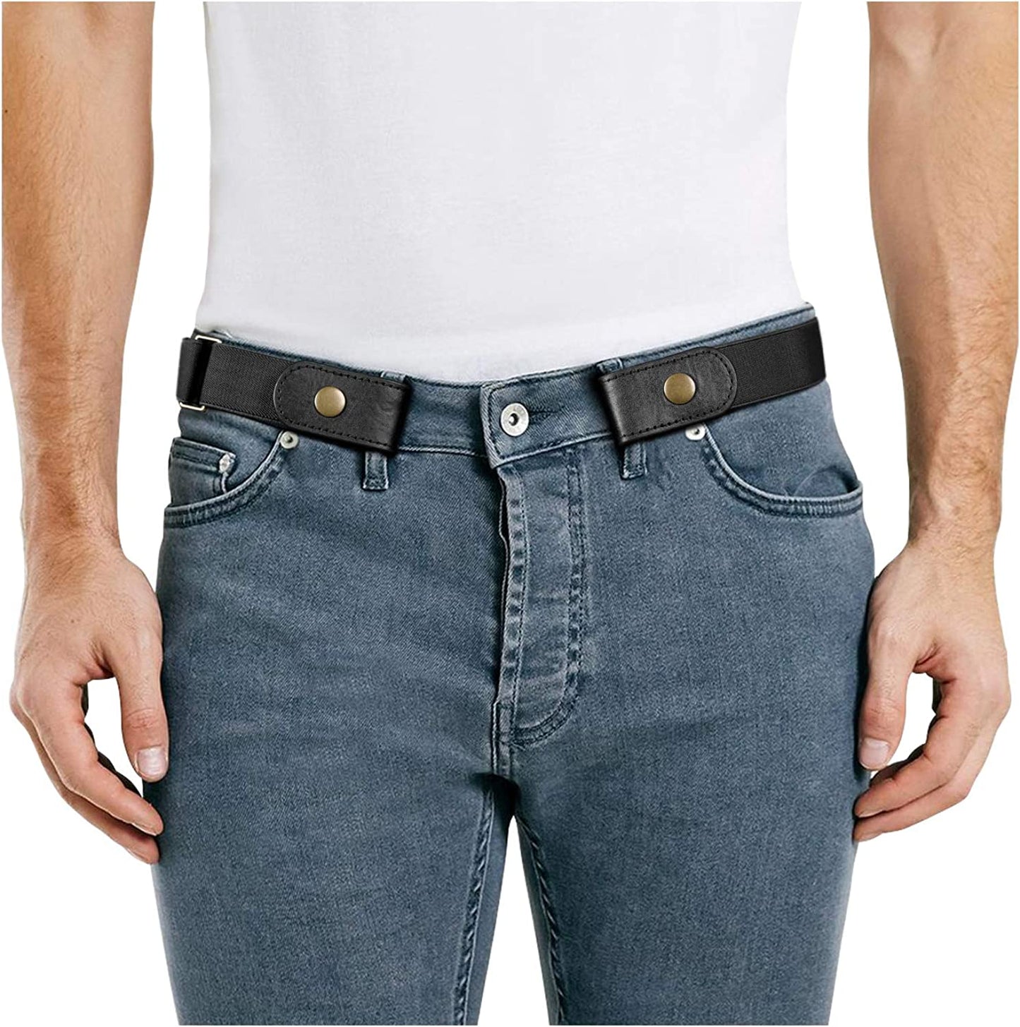 No Buckle Stretch Women Belt for Jeans Pants, Elastic Buckle Free Invisible Belts for Men up to 48 Inches by WHIPPY Apparel & Accessories > Clothing Accessories > Belts WHIPPY 1-black X-Large Size: 46"-70" 