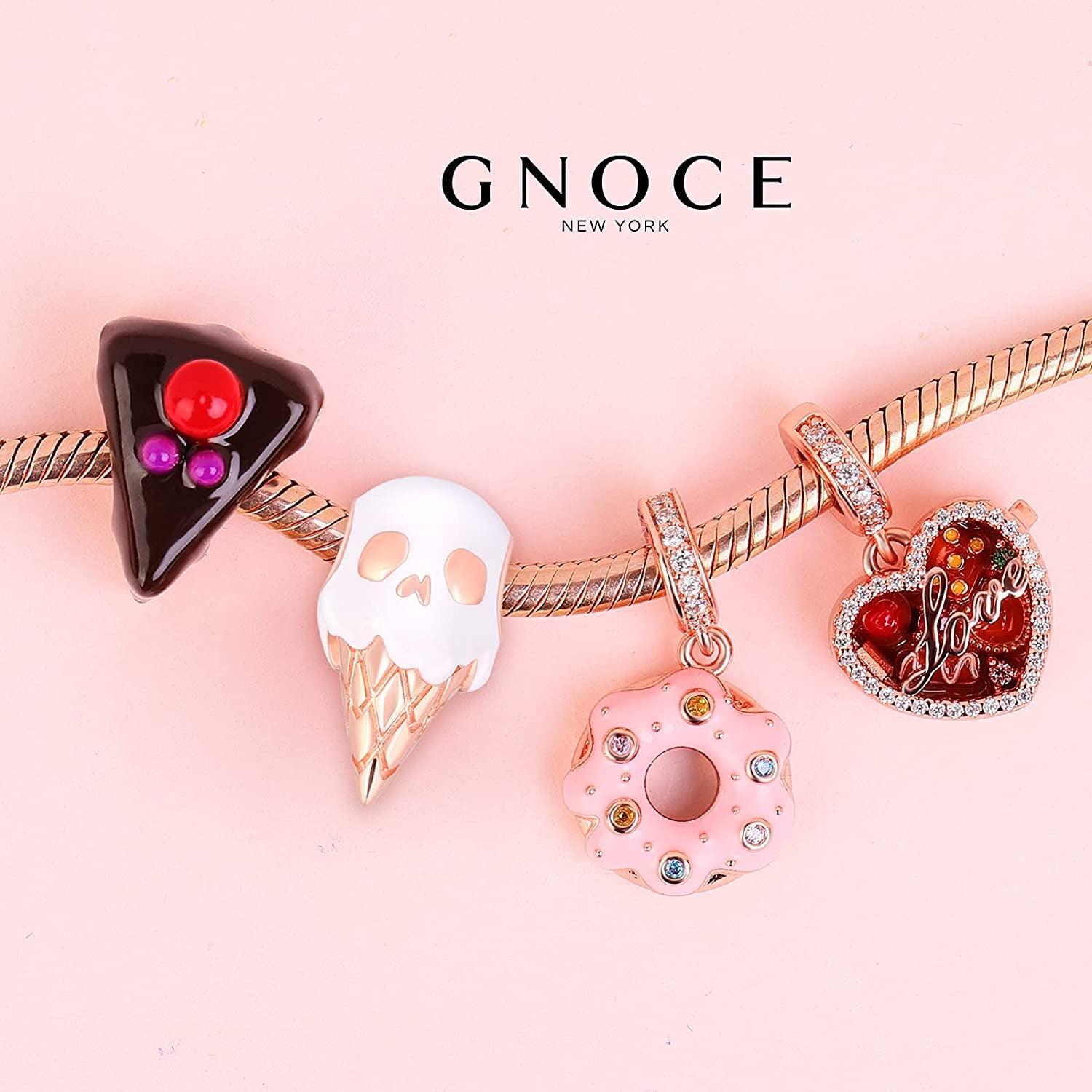 GNOCE Red Apple Charms 925 Sterling Silver Charm Christmas Skull Bead Charms Fit All Bracelets for Women Girls Apparel & Accessories > Jewelry > Bracelets GNOCE   