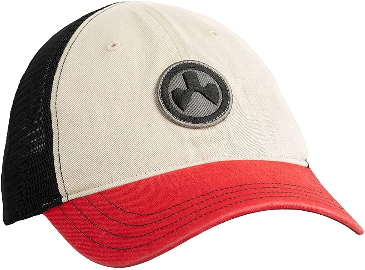 Magpul Trucker Hat Snap Back Baseball Cap, One Size Fits Most Apparel & Accessories > Clothing Accessories > Hats Magpul Garment Washed Stone/Black/Red One Size 