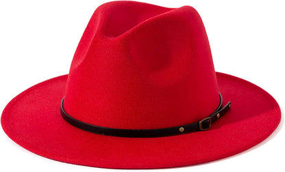 Lisianthus Women Belt Buckle Fedora Hat Apparel & Accessories > Clothing Accessories > Hats Lisianthus Red  