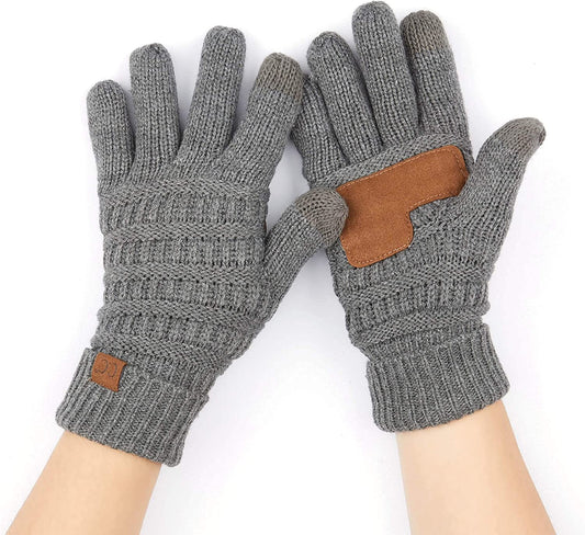 C.C Unisex Knit Thick Warm Soft Stretch Fuzzy Lined Solid Ribbed Glove with Smart Tips (G-25)(G-707) Apparel & Accessories > Clothing Accessories > Gloves & Mittens C.C Dk. Mel Grey  