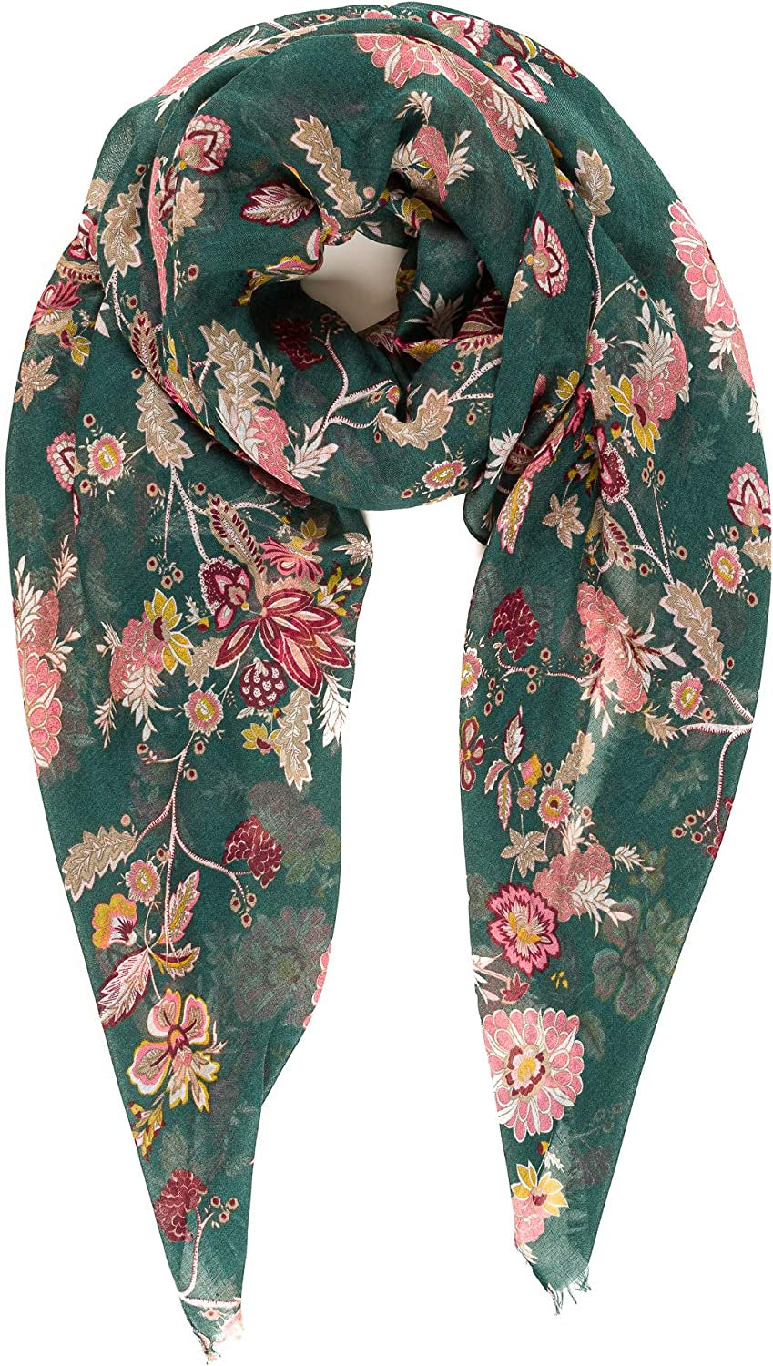 Scarfs for Women Lightweight Floral Flower Fashion Wrap Shawl Fall Winter Apparel & Accessories > Clothing Accessories > Scarves & Shawls MIMOSITO Green Floral  