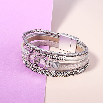 FANCY SHINY Boho Wrap Bracelets Leather Cuff Bangle Gold Beaded Bracelets for Women Stackable Infinity Bracelets Jewelry with Clasp Apparel & Accessories > Jewelry > Bracelets FANCY SHINY   