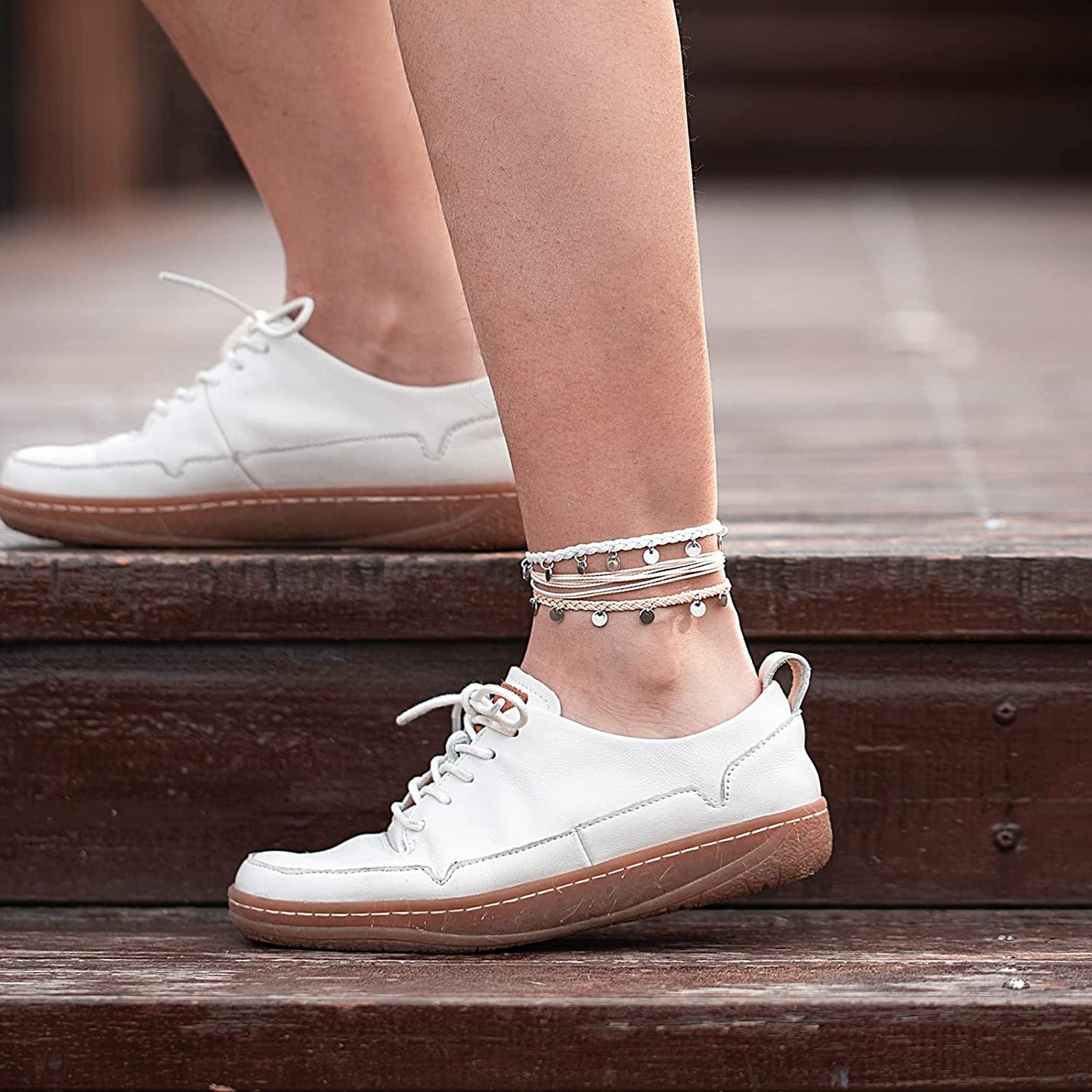 FANCY SHINY String Ankle Bracelets Waterproof Rope Anklets Braided Beach Boho Coin Anklets Cute Friendship Foot Jewelry for Women Teen Girls Apparel & Accessories > Jewelry > Anklets FANCY SHINY   