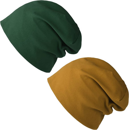 FURTALK Beanie for Womens Men Slouchy Cotton Beanies Summer Soft Skull Cap Lightweight Chemo Headwear Apparel & Accessories > Clothing Accessories > Headwear KYLIE MAX Green+caramel  