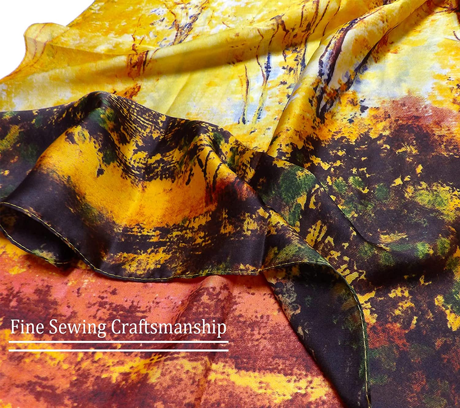 Silk Scarf for Women Fashion Long Satin Lightweight Large Shawl Wrap Printed Sleep 70''X35'' Apparel & Accessories > Clothing Accessories > Scarves & Shawls Wealish   