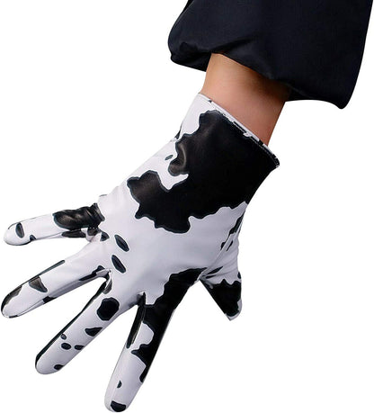 Dooway Women'S Short Dress Leather Gloves for Evening Costumes Daily Faux Leather PU 21Cm Apparel & Accessories > Clothing Accessories > Gloves & Mittens DooWay B/W Cow  