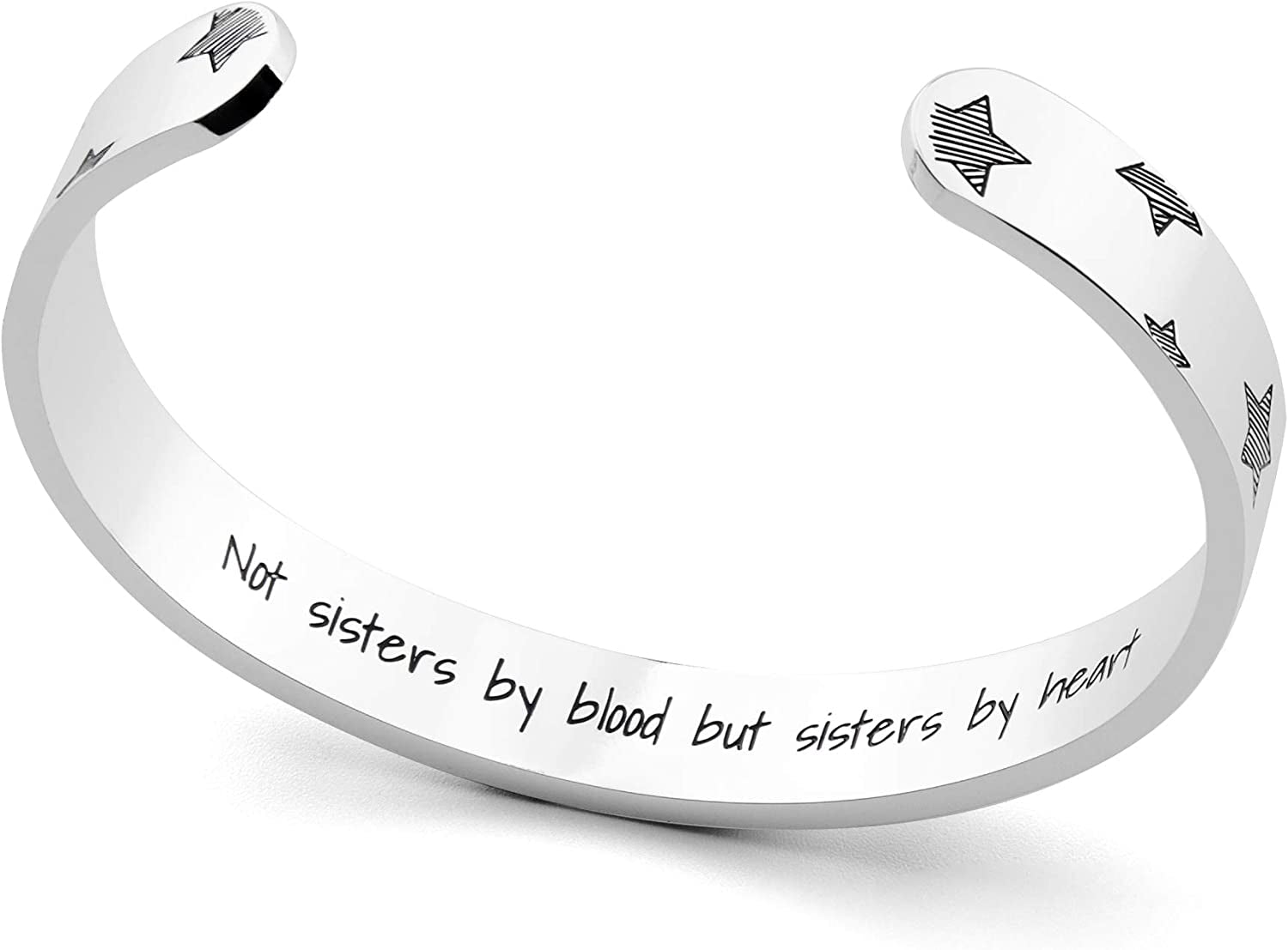 Arifoo Bracelets for Women Personalized Inspirational Jewelry Mantra Cuff Bangle Friend Encouragement Gift for Her Apparel & Accessories > Jewelry > Bracelets Arifoo not sisters by blood but sisters by heart  