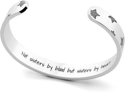 Arifoo Bracelets for Women Personalized Inspirational Jewelry Mantra Cuff Bangle Friend Encouragement Gift for Her Apparel & Accessories > Jewelry > Bracelets Arifoo not sisters by blood but sisters by heart  
