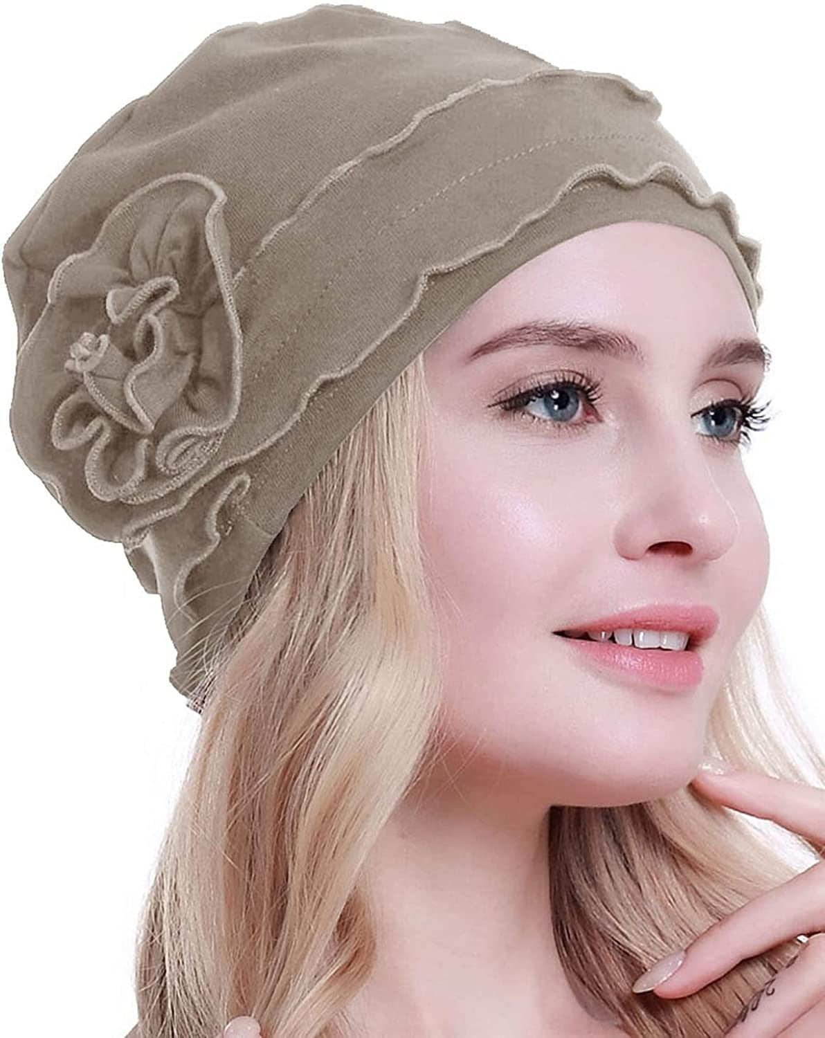 Osvyo Chemo Headwear Turban Cap for Women - Cancer Beanie Hair Loss Sealed Packaging Apparel & Accessories > Clothing Accessories > Headwear osvyo Cotton Warm Grey One Size 