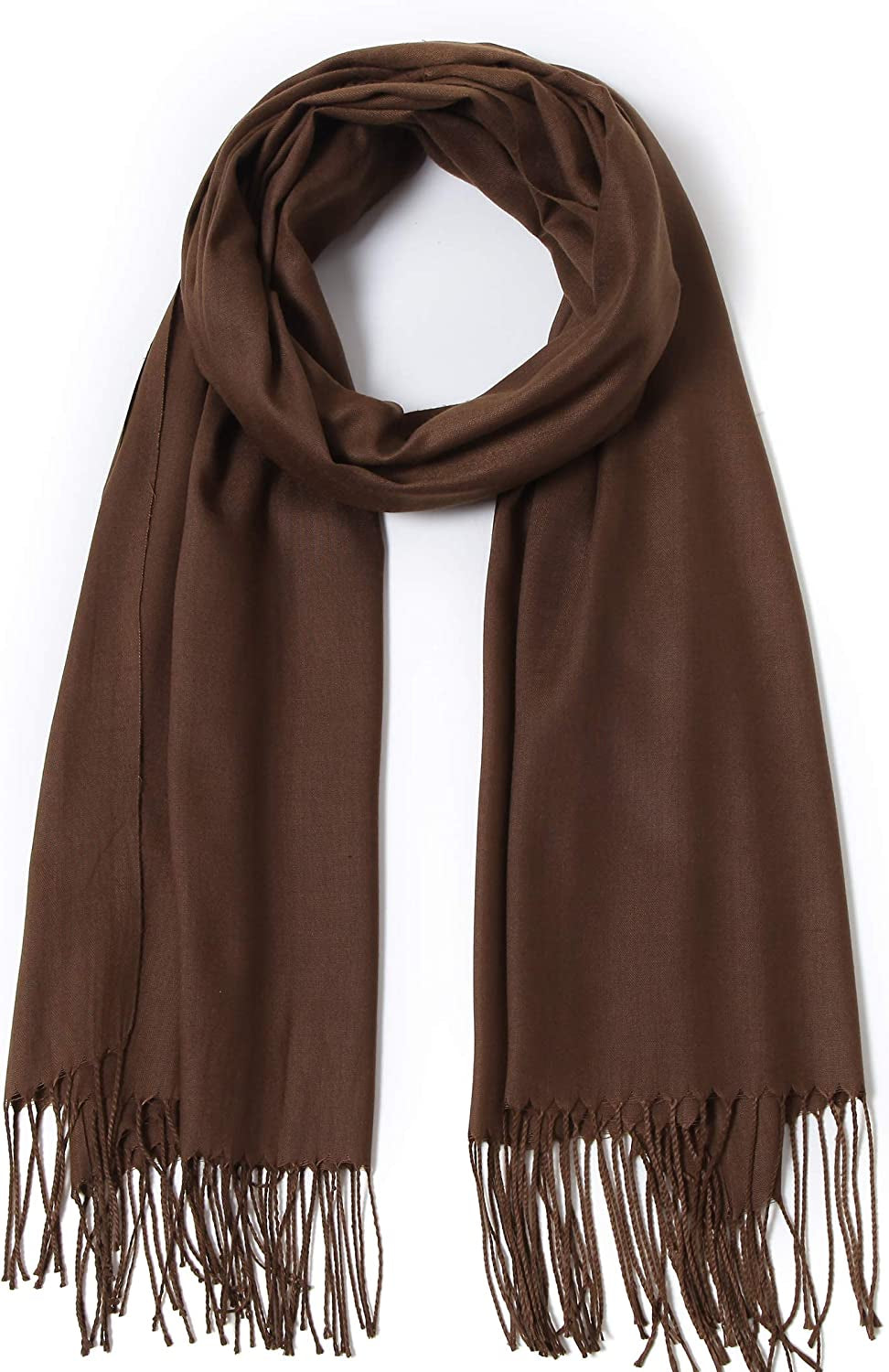 Pashmina Shawls and Wraps Large Scarfs for Women Wedding Party Bridal Long Fashion Solid Shawl Wrap with Fringes Apparel & Accessories > Clothing Accessories > Scarves & Shawls Cindy & Wendy Coffee  