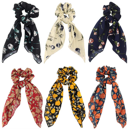 Cutewing Paisley Hair Scrunchies with Bow Hair Scarves Scrunchy Ponytail Holder Elastics Hair Bands Ribbon Hair Tie for Women Girls with 6PCS Apparel & Accessories > Clothing Accessories > Bandanas & Headties Cutewing rose  