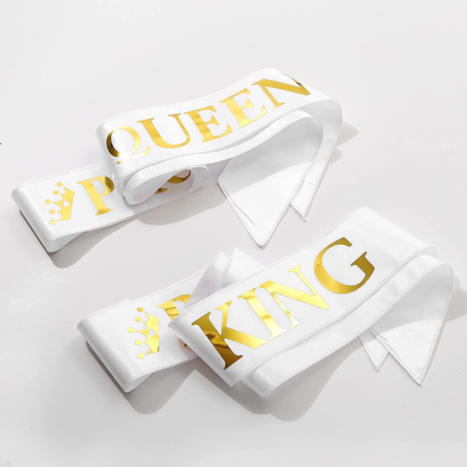 King'S and Queen'S Royal Crowns -Prom King and Prom Queen Satin Sash King Queen Costume Accessories Value (White) Apparel & Accessories > Clothing Accessories > Sashes ANWNK YOU   