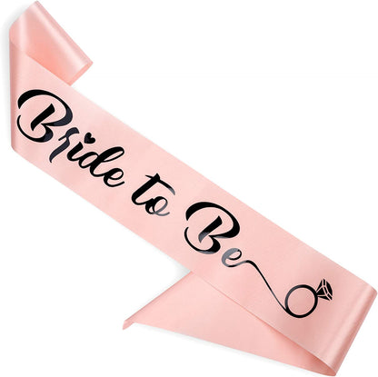 CORRURE 'Bride to Be' Bachelorette Party Sash - Bridal Shower White Satin Sash with Rose Gold Foil Lettering - Hen Party Decorations Supplies Accessories, Wedding Engagement Party Favors Gift Apparel & Accessories > Clothing Accessories > Sashes CORRURE Rose Gold - Black  
