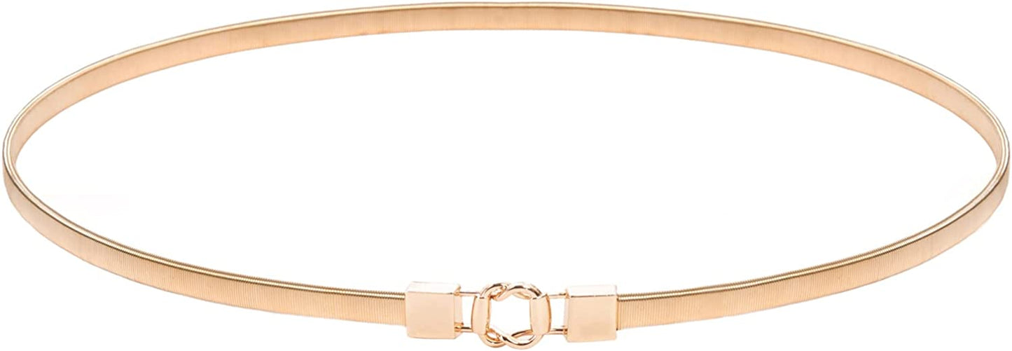 GRACE KARIN Women Skinny Metal Cinch Belt Gold Waistband Elastic Waist Belt CL633 Apparel & Accessories > Clothing Accessories > Belts GRACE KARIN Gold-overlap26 X-Large 