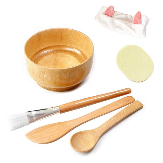 DIY Facemask Mixing Tool Sets 6 in 1 Face Mask Mixing Bowl Set Clay Mask Mixing Set Bamboo (Mask Bowl+Spatula+Brush+Spoon+ Wet Sponge+Makeup Headband) Health & Beauty > Personal Care > Cosmetics > Cosmetic Tools > Skin Care Tools BIRETDA yellow  