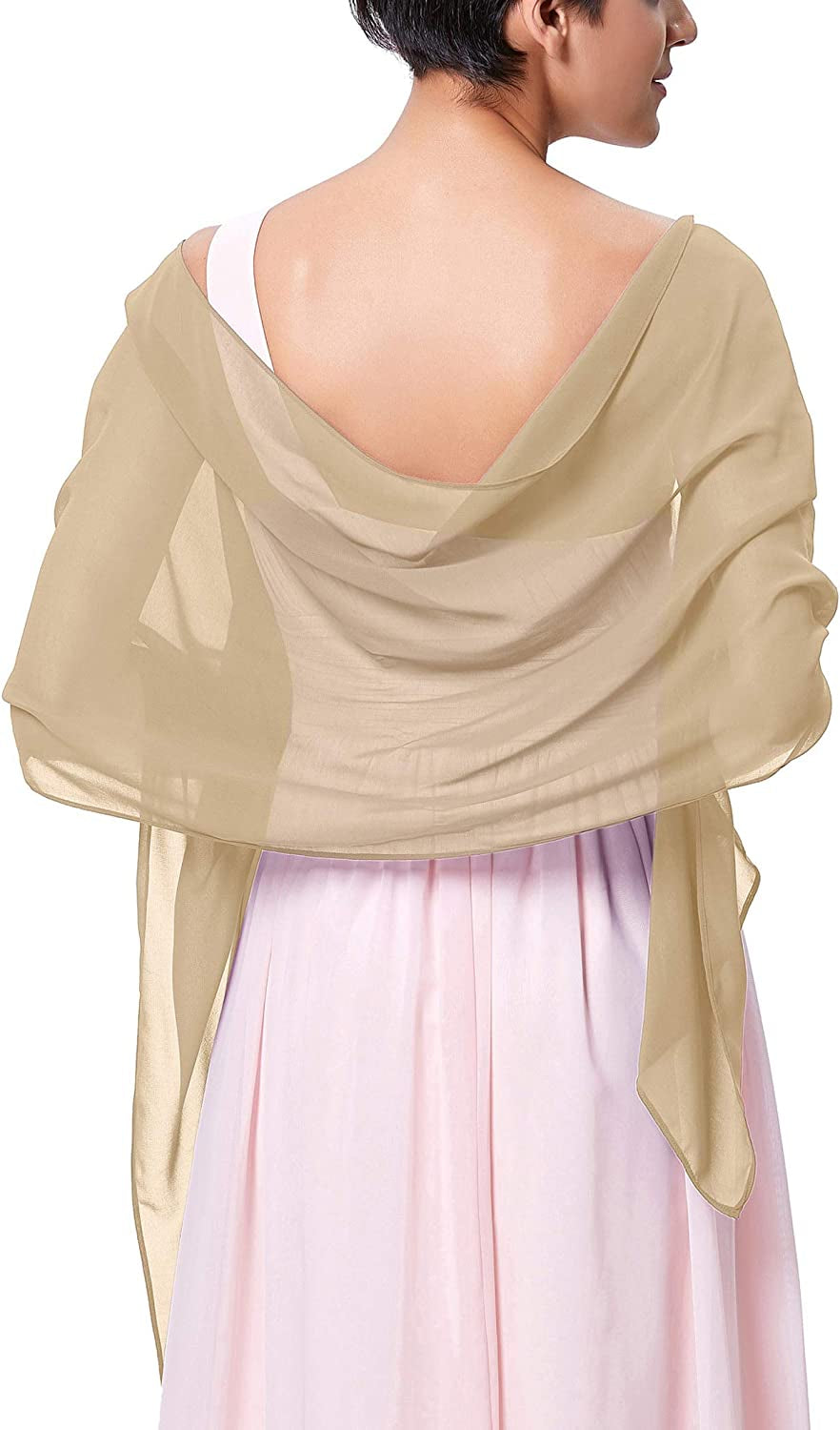 Kate Kasin Soft Chiffon Pashmina Scarf Shawls and Wraps for Formal Evening Party Dress, Bride Bridesmaid Shawl for Wedding Apparel & Accessories > Clothing Accessories > Scarves & Shawls Kate Kasin Deep Beige 72*18inch 