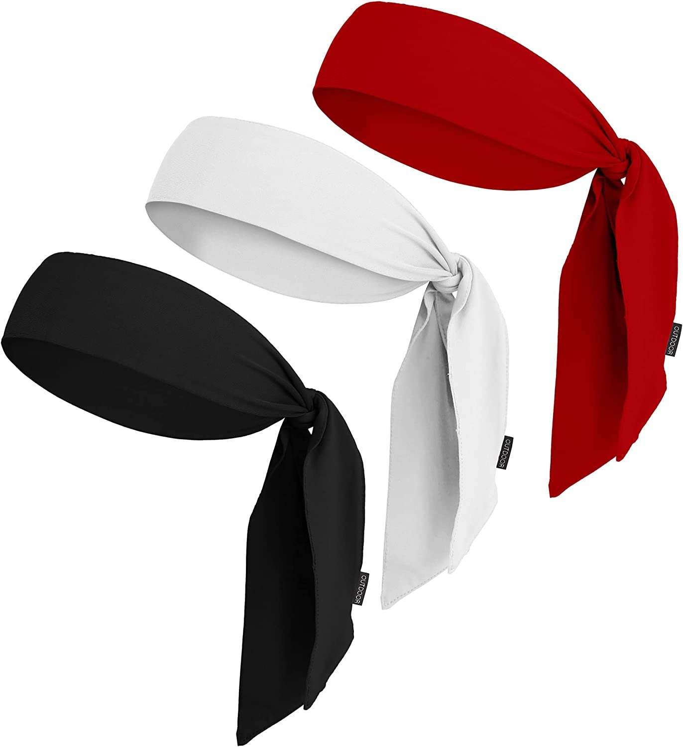 Tie Headband for Women, Men, & Kids - Karate Headband, Ninja Headbands, Tie Headbands for Muay Thai, Softball, Basketball, Sports & Tennis - Pirate & Athletic Headbands - Sweat Wicking Headband Apparel & Accessories > Clothing Accessories > Bandanas & Headties OutdoorEssentials Black / White / Red  