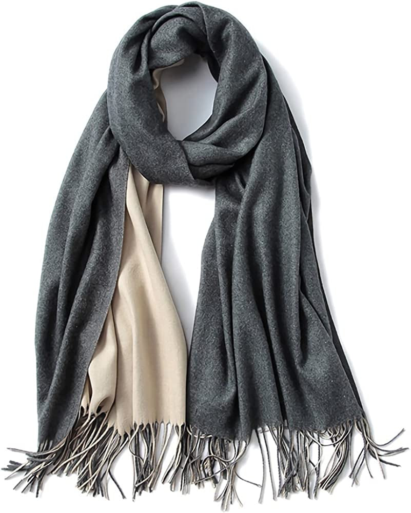 FORTREE Cashmere Feel Scarf - Lightweight Scarfs for Women, Large Soft 2 Tone Shawls and Wraps (10 Colors Available) Apparel & Accessories > Clothing Accessories > Scarves & Shawls FORTREE Dark Grey and Ivory  