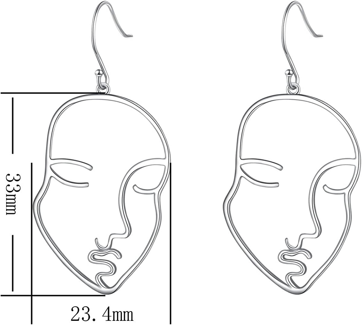 S925 Sterling Silver Face Abstract Drop Dangle Earrings for Women Jewelry Apparel & Accessories > Jewelry > Earrings ALPHM Jewelry Factory   