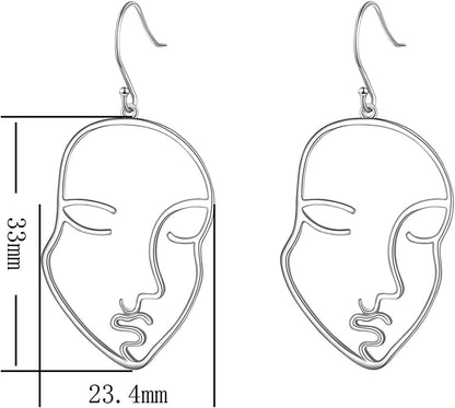 S925 Sterling Silver Face Abstract Drop Dangle Earrings for Women Jewelry Apparel & Accessories > Jewelry > Earrings ALPHM Jewelry Factory   