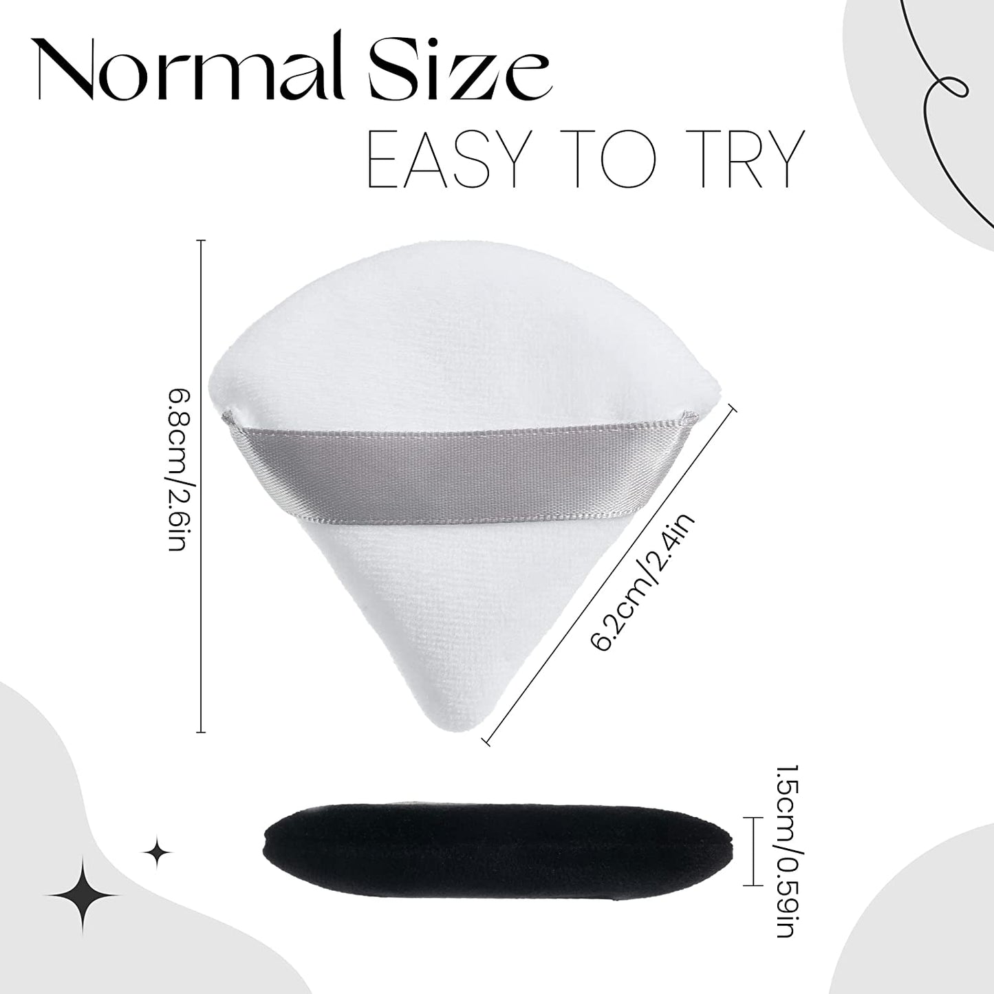 MOTZU 6 Pieces Pure Cotton Powder Puff, Made of Cotton Velour in Triangle Wedge Shape Designed for Contouring, under Eyes and Corners, 2.76 Inch Normal Size, with Strap, Makeup Tool for Cosmetic Health & Beauty > Personal Care > Cosmetics > Cosmetic Tools > Makeup Tools MOTZU   