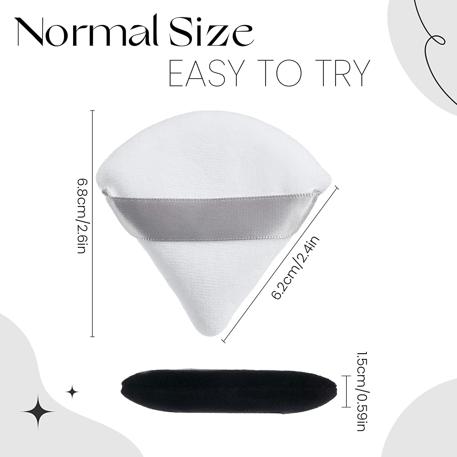 MOTZU 6 Pieces Pure Cotton Powder Puff, Made of Cotton Velour in Triangle Wedge Shape Designed for Contouring, under Eyes and Corners, 2.76 Inch Normal Size, with Strap, Makeup Tool for Cosmetic Health & Beauty > Personal Care > Cosmetics > Cosmetic Tools > Makeup Tools MOTZU   