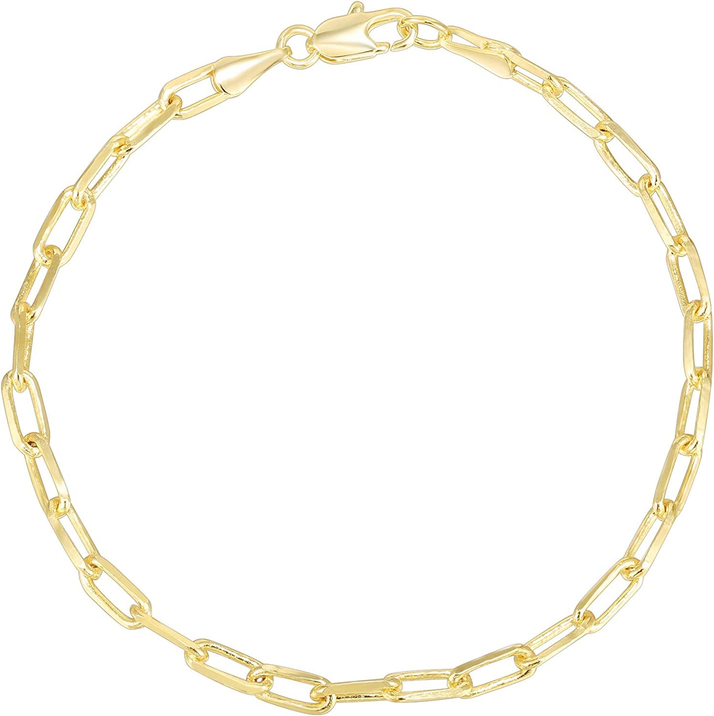 PAVOI 14K Gold Plated Paperclip/Curb/Figaro Chain Adjustable Bracelet for Women Apparel & Accessories > Jewelry > Bracelets PAVOI Paperclip vermeil - yellow 