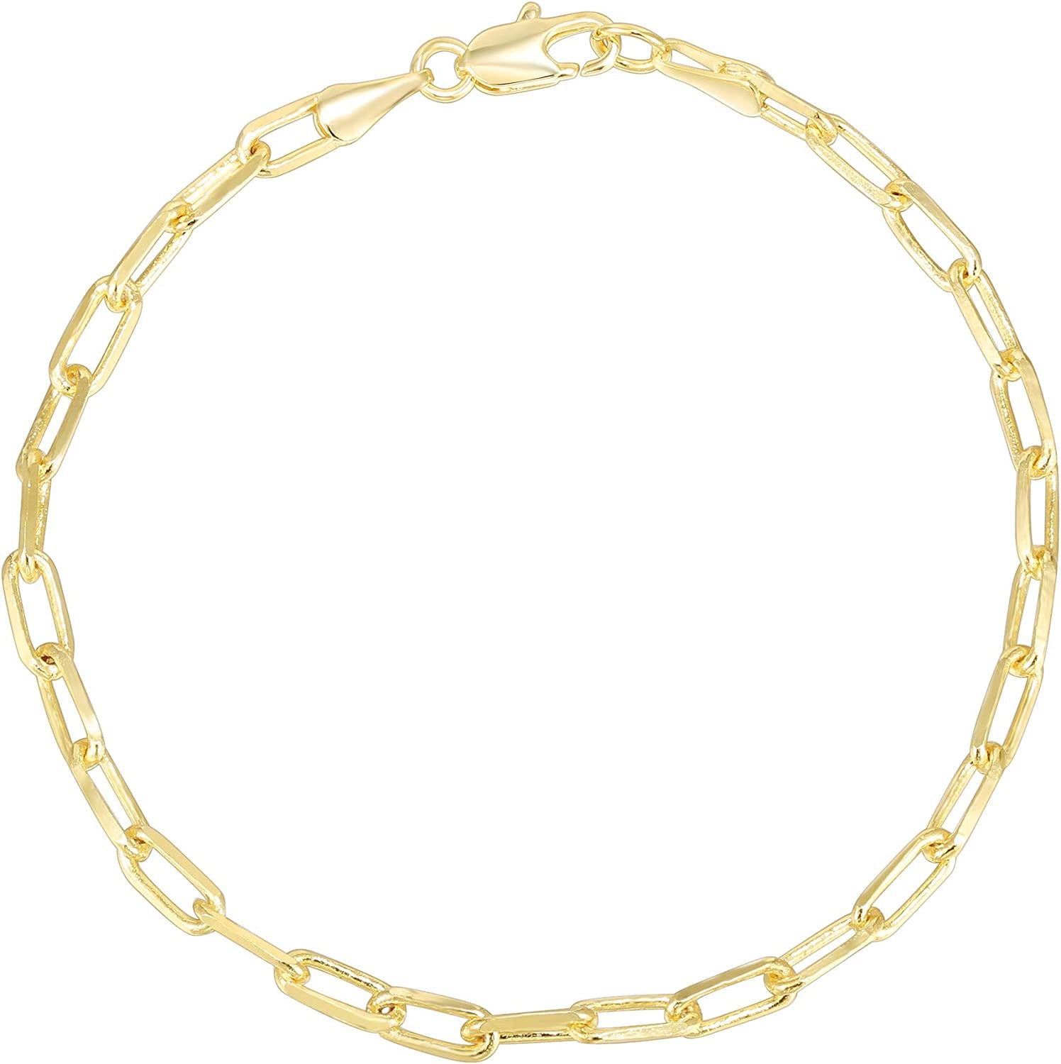 PAVOI 14K Gold Plated Paperclip/Curb/Figaro Chain Adjustable Bracelet for Women Apparel & Accessories > Jewelry > Bracelets PAVOI Paperclip vermeil - yellow 