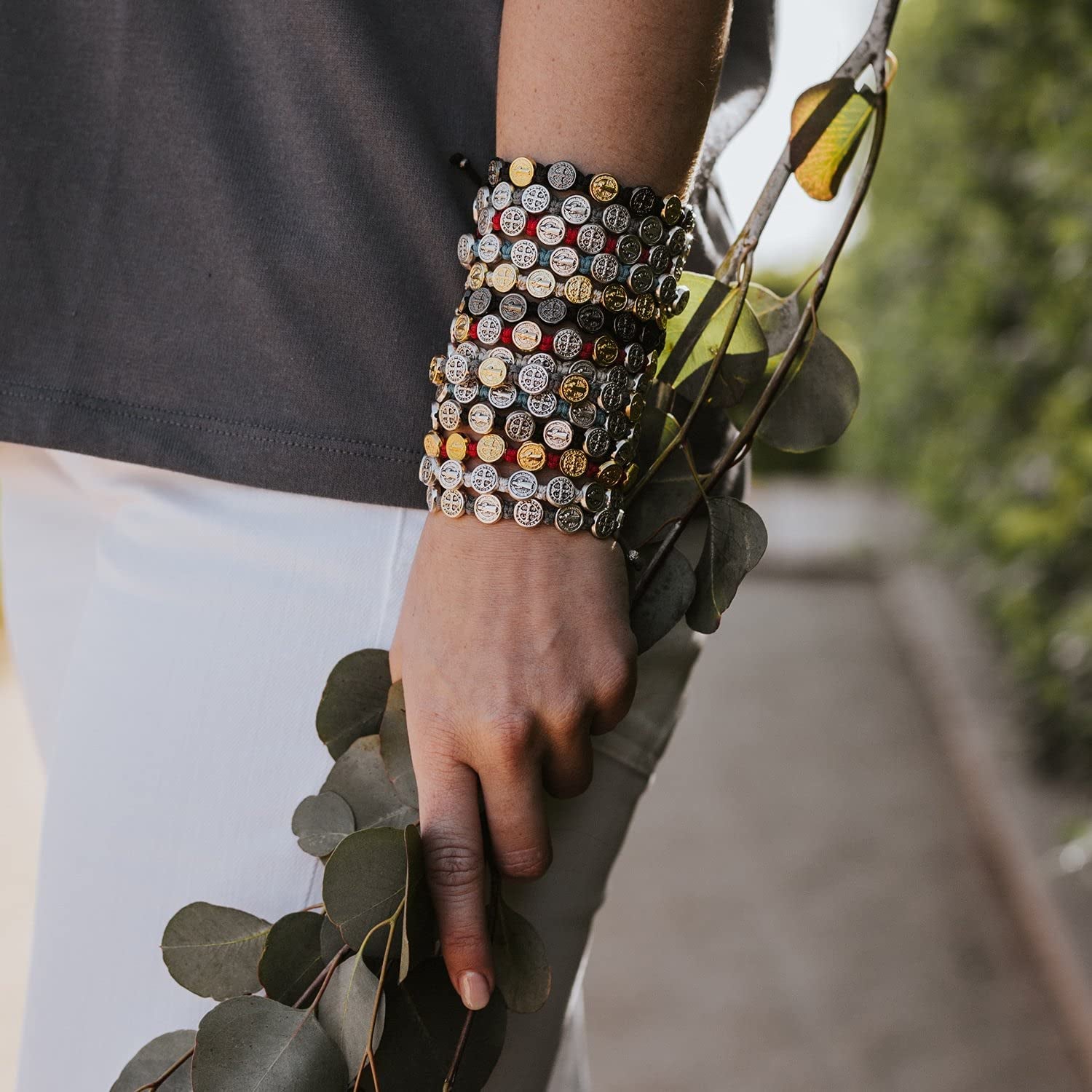 My Saint My Hero Benedictine Blessing Bracelet, Handwoven - Black Cording/Silver Medals with Silver "Blessed" Tag Apparel & Accessories > Jewelry > Bracelets My Saint My Hero   