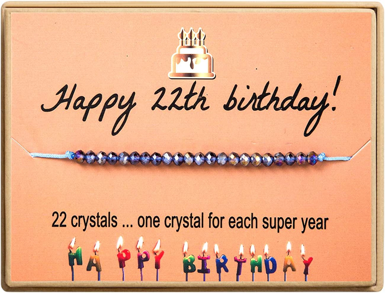 Happy Birthday Bracelet Gift for Teen Girls,Crystal Beads Bracelet Gifts for 10 Year Old Girl Birthday Jewelry Apparel & Accessories > Jewelry > Bracelets KGBNCIE 22 th Birthday Gift  
