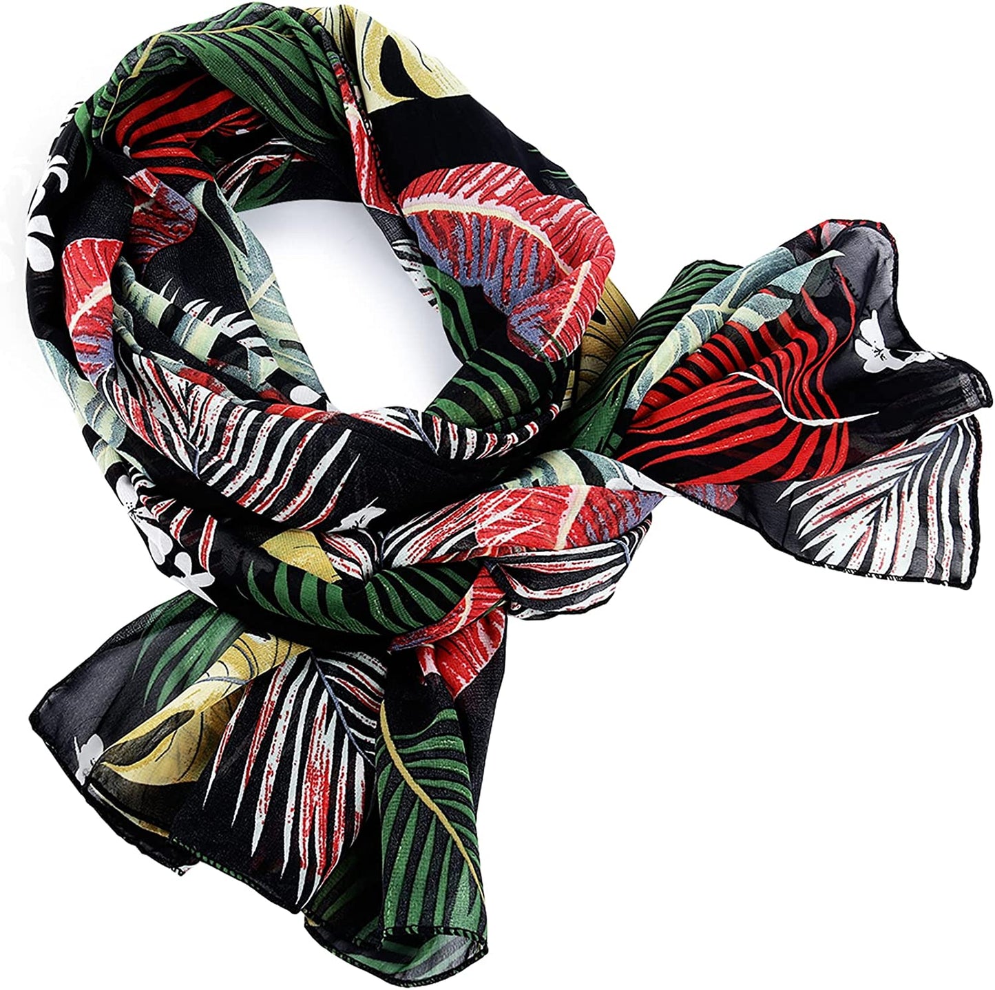 GERINLY Summer Scarfs for Women Lightweight Peony Print Hawaiian Wrap Beach Shawl Cotton Voile Head Scarf Apparel & Accessories > Clothing Accessories > Scarves & Shawls GERINLY   