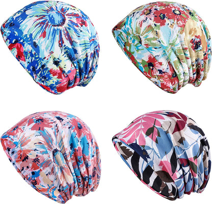 HONENNA Printed Turban Headband Chemo Cap Soft Sleep Beanie Apparel & Accessories > Clothing Accessories > Headwear HONENNA 4 Pack Style 8  