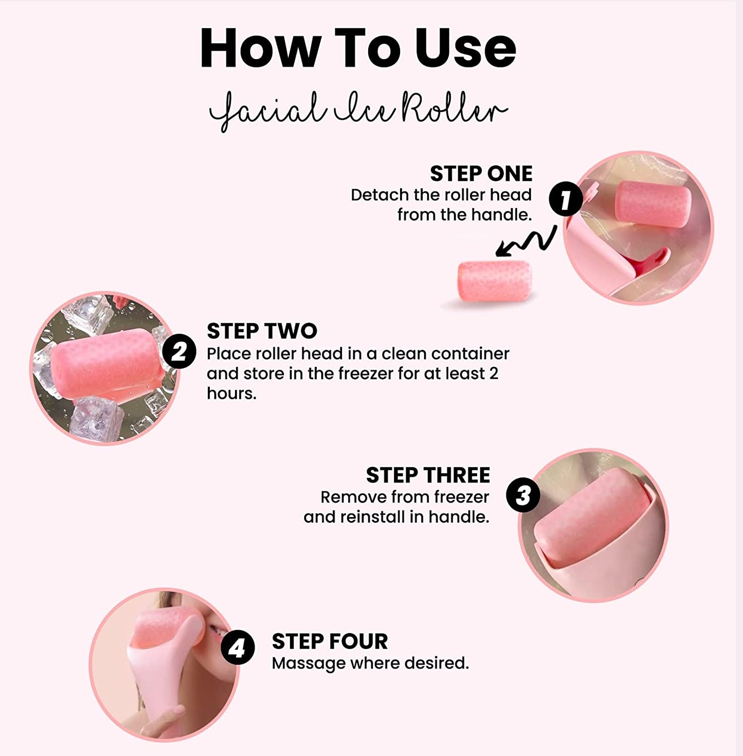 Ice Roller for Face Massage Stick Facial Skin Care Tools Face Roller Massager - Reduce Wrinkles Puffiness Migraine Pain Relief (Pink) Health & Beauty > Personal Care > Cosmetics > Cosmetic Tools > Skin Care Tools ROSELYNBOUTIQUE   