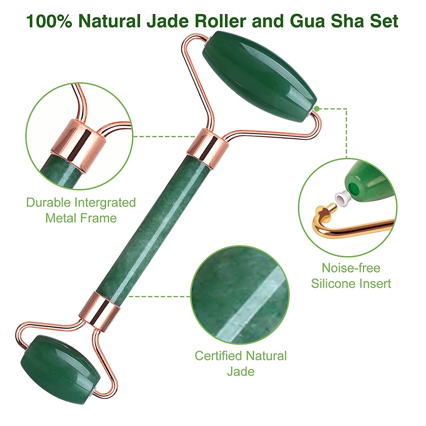 Jade Roller and Gua Sha, Natural Face Jade Roller, Anti-Aging Facial Beauty Roller Skin Care Tools for Face, Eyes, Neck, Body Muscle Relaxing and Relieve Fine Lines and Wrinkles,With Mask Brush(Green) Health & Beauty > Personal Care > Cosmetics > Cosmetic Tools > Skin Care Tools LEASEN   
