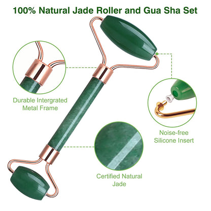 Jade Roller and Gua Sha, Natural Face Jade Roller, Anti-Aging Facial Beauty Roller Skin Care Tools for Face, Eyes, Neck, Body Muscle Relaxing and Relieve Fine Lines and Wrinkles,With Mask Brush(Green) Health & Beauty > Personal Care > Cosmetics > Cosmetic Tools > Skin Care Tools LEASEN   