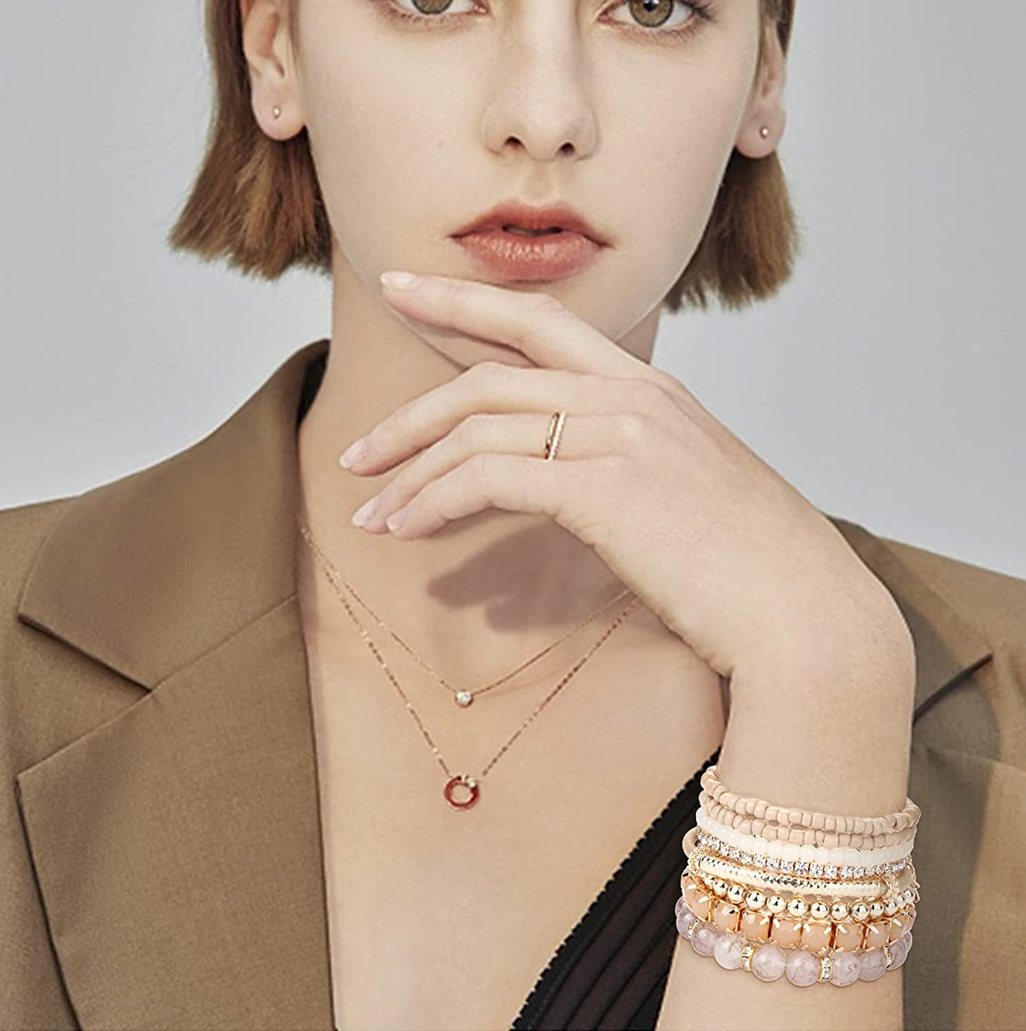 MILACOLATO 2-4 Sets Beaded Bracelets for Women Stackable Bracelets Aesthetic Stretch Multilayered Bracelets Set Bohemian Bracelet Apparel & Accessories > Jewelry > Bracelets Milacolato   