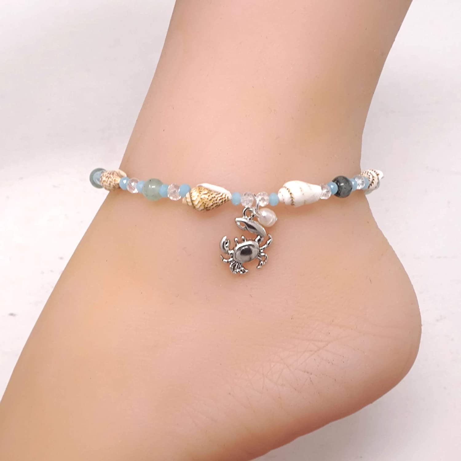 Elosee Sealife Theme Seashell Freshwater Pearl Bead Anklet Apparel & Accessories > Jewelry > Anklets Elosee   