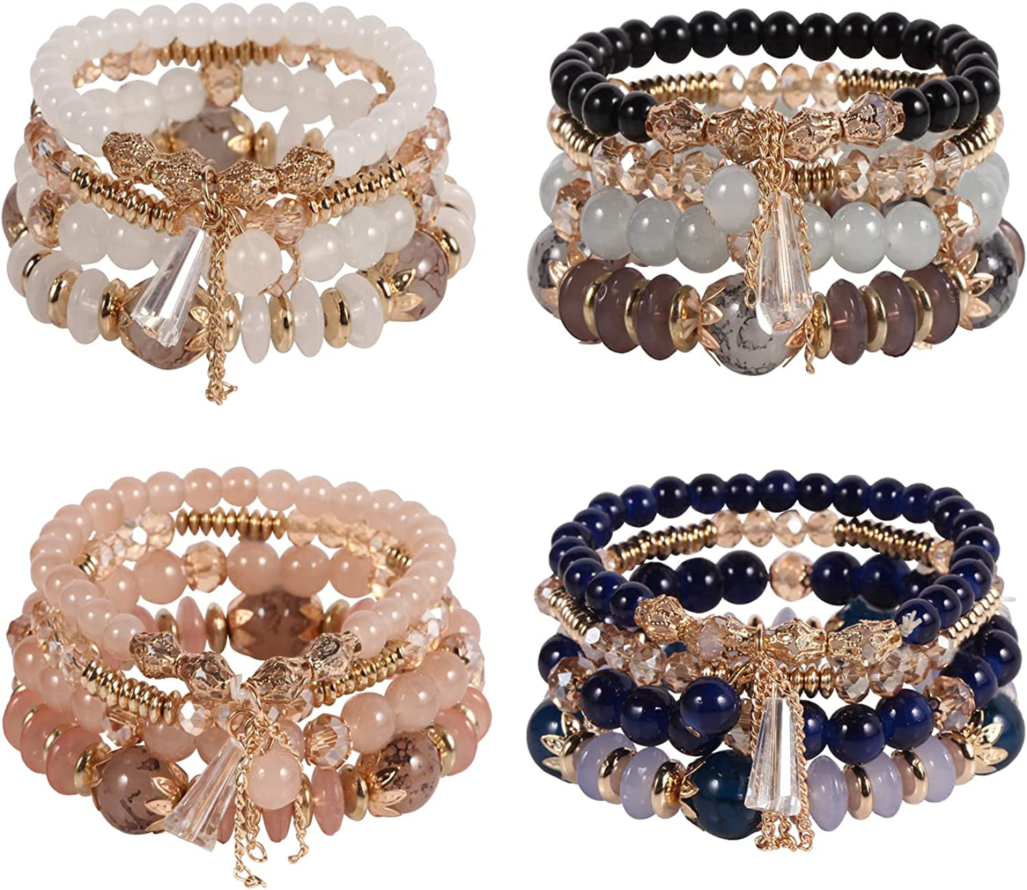 Solosoya Bohemian Boho Stackable Bracelets for Women Set, Girls Stretch Multilayer Stack Beads Colorful Beaded Charm Bracelets Girl Handmade Jewelry Apparel & Accessories > Jewelry > Bracelets Solosoya Color D  