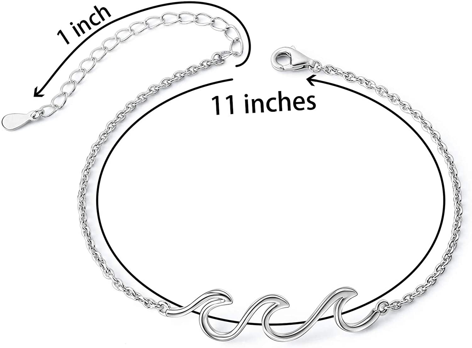 Wave Ocean Beach Sea Anklet for Women S925 Sterling Silver Adjustable Starfish Layered Ankle Foot Bracelet Apparel & Accessories > Jewelry > Anklets Alphm   
