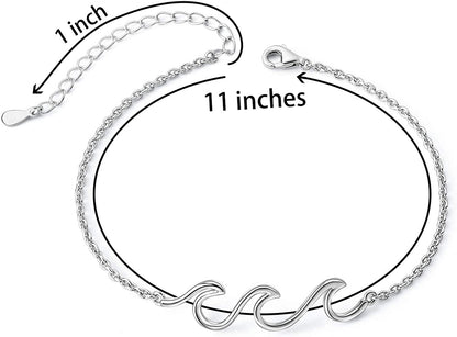 Wave Ocean Beach Sea Anklet for Women S925 Sterling Silver Adjustable Starfish Layered Ankle Foot Bracelet Apparel & Accessories > Jewelry > Anklets Alphm   