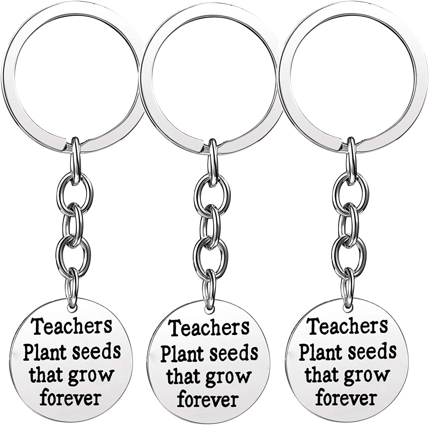 Pack of 3 Teacher Bangles Gifts for Teacher Open School Gifts for Teachers Thank You Bangle Bracelets Apparel & Accessories > Jewelry > Bracelets Nzztont 3PCs Keychain Style 04- Teachers Plant Seeds That Grow Forever  